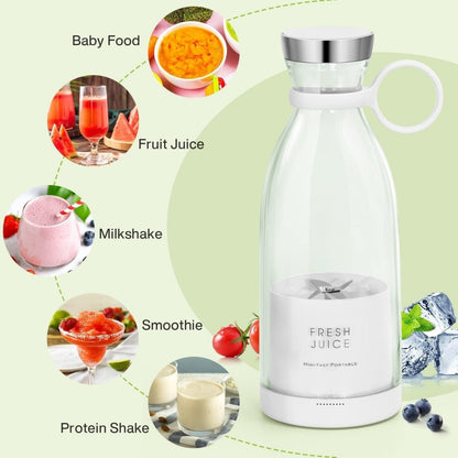 Ultra Portable Mini (420ml) Bottle Juicer For Milk Shake, Thandai, Smoothies, & Fresh Juice