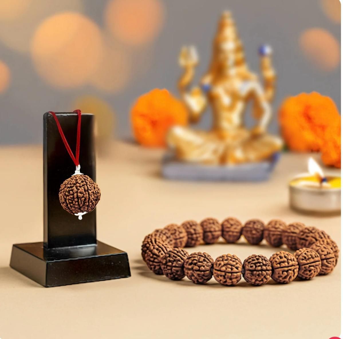 5 Mukhi Rudraksha With Bracelet Combo