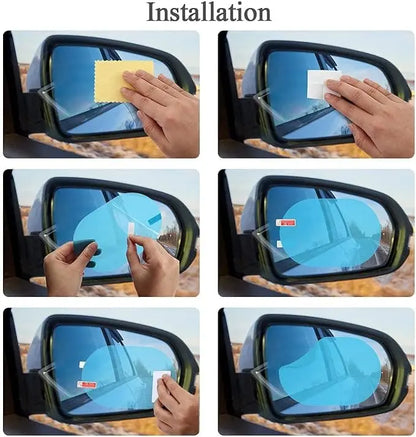 Car Mirror Rain Guard-Waterproof Anti Fog Car Film Rainproof Anti-Water Film Rear-View Mirror Film HD Nano Protective Clear Safe Driving Sticker