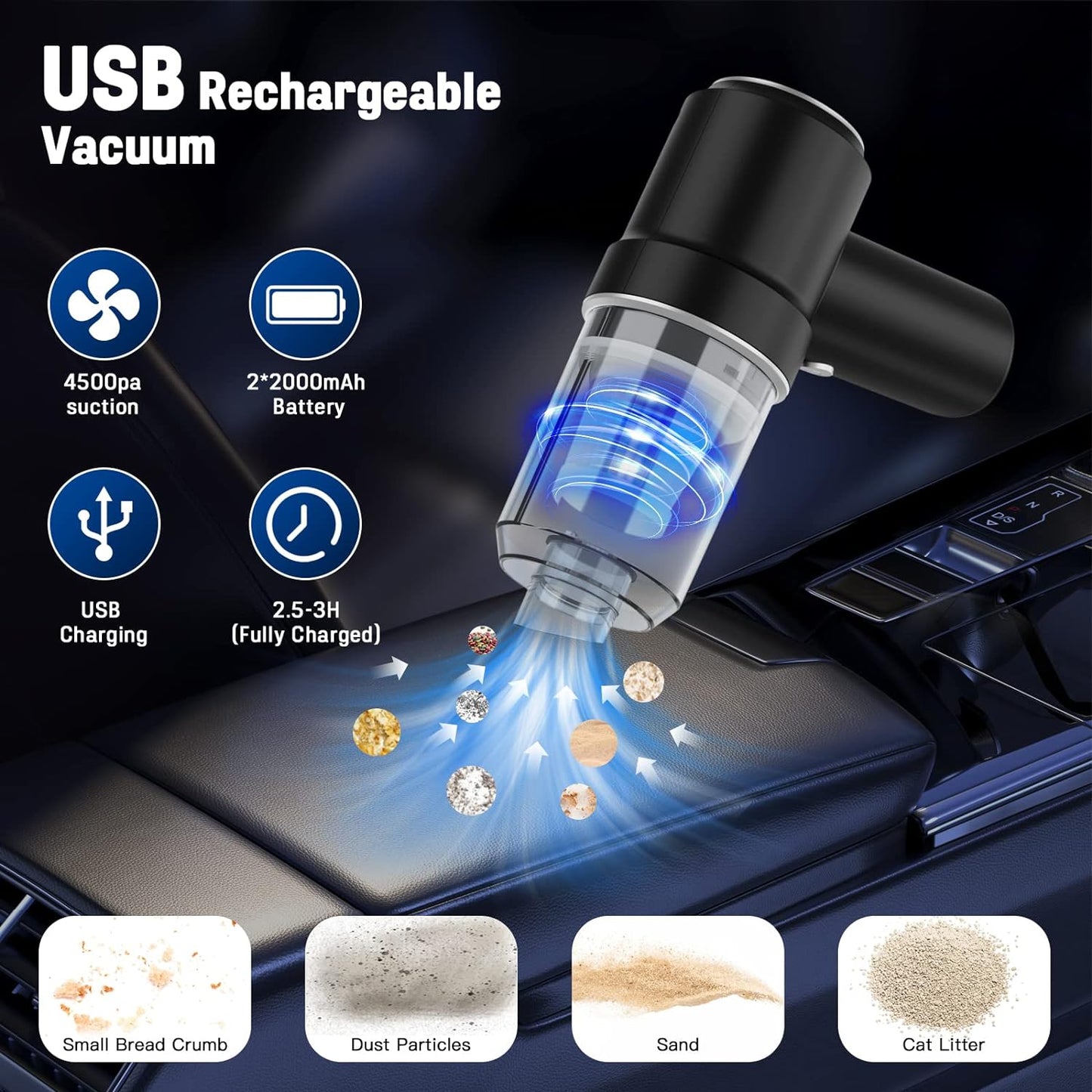 USB Rechargeable Ultra Portable Wireless Handheld Vacuum Cleaner For Home And Cars