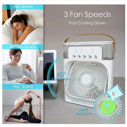 Portable Mini Air Cooler With Adjustable Air Flow, Humidifier, Mist Control, LED Light & Sleep Timer