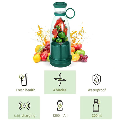 Ultra Portable Mini (420ml) Bottle Juicer For Milk Shake, Thandai, Smoothies, & Fresh Juice