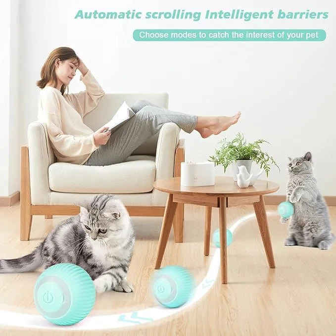 Rotating Cat Toy Ball, Interactive Cat Toys Rechargeable Rotating Ball with LED