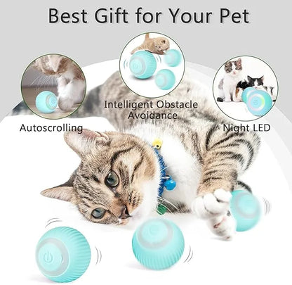 Rotating Cat Toy Ball, Interactive Cat Toys Rechargeable Rotating Ball with LED