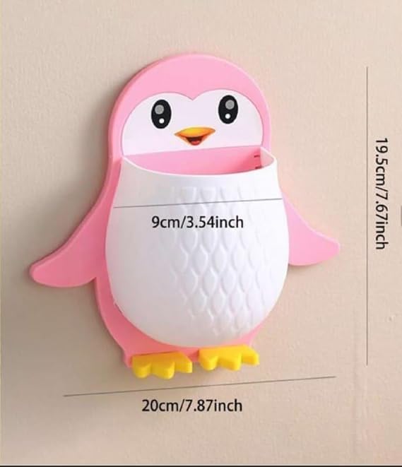 Toothbrush Holder Penguin Wall Mounted Storage Rack, Multi functional Wall Hanging for Makeup Tools Pens Kitchen Chopsticks Bathroom Living Room Storage (2 Pcs Combo)