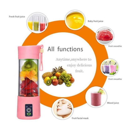 Small Portable Rechargeable with USB 6 Blade Electric Juicer n Smoothie Maker Mixture Blender Shaker for Fruits n Vegetables 380 ML