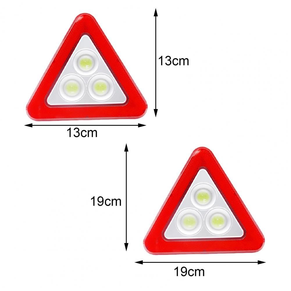 Triangle Warning Sign Triangle Car LED Work light Road Safety Emergency Breakdown Alarm lamp Portable Flashing light on hand backup upto 3-4 hours