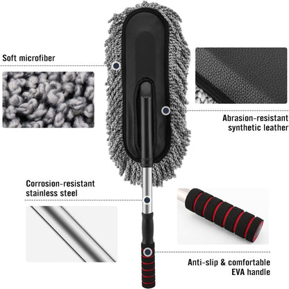 Super Soft Microfiber Car Duster Exterior with Extendable Handle, Car Brush Duster for Car Cleaning Dusting