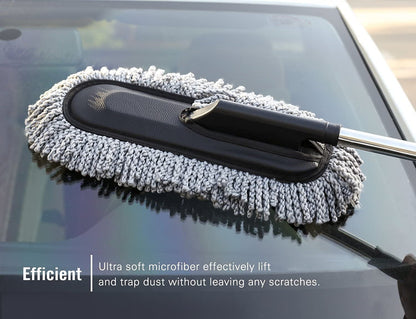 Super Soft Microfiber Car Duster Exterior with Extendable Handle, Car Brush Duster for Car Cleaning Dusting