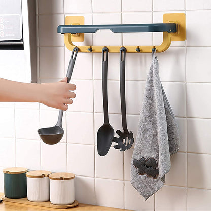 Towel Bar for Bathroom Towel Rack with Shelves Folding Double Layer Plastic Towel Rack with Hooks Wall Mounted Multi functional